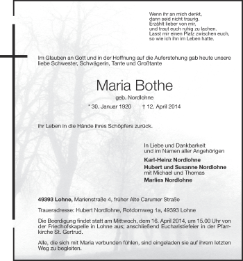 Anzeige von Maria Bothe von OM-Medien